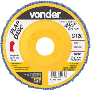 Disco desbaste 115mm flap-reto G120 VONDER