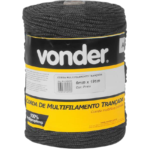 Corda multifilamento trançada 6mm preta VONDER